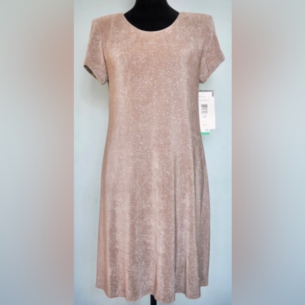 NWT Vintage Jessica Howard Taupe Sparkle Swing Dress Size 10 $80